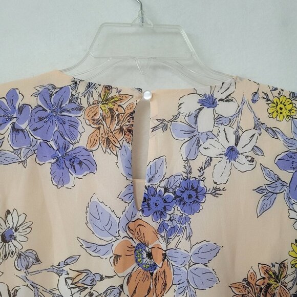 Nanette Lepore Dress Womens 4 Pink Floral Print Bella Donna‎ Ruffle Bell Sleeve - Picture 7 of 12